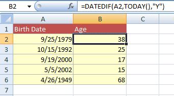 4 Ways To Calculate Age In Microsoft Excel Age Calculator Excel - Age Calculator Excel