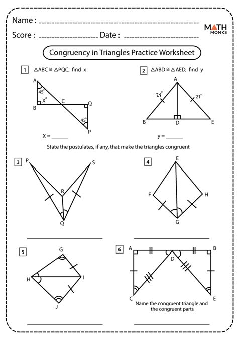 4-5 skills practice proving triangles congruent. Because AC = 3 in triangle ABC and FH = 3 in triangle FGH, AC ≅ FH. Use the distance formula to find the lengths of BC and GH. Length of BC : BC = √[(x 2 - x 1) 2 + (y 2 - y 1) 2] Here (x 1, y 1) = B(-7, 0) and (x 2, y 2) = C(-4, 5) BC = √[(-4 + 7) 2 + (5 - 0) 2] BC = √[3 2 + 5 2] BC = √[9 + 25] BC = √34 