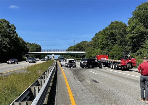 4-car crash on Route 24 sends three to hospital, closes left lanes