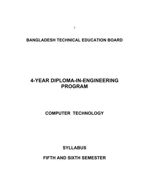 Download 4 Year Diploma In Engineering Program Bteb 