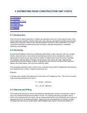 4. ESTIMATING ROAD CONSTRUCTION UNIT COSTS - Food …