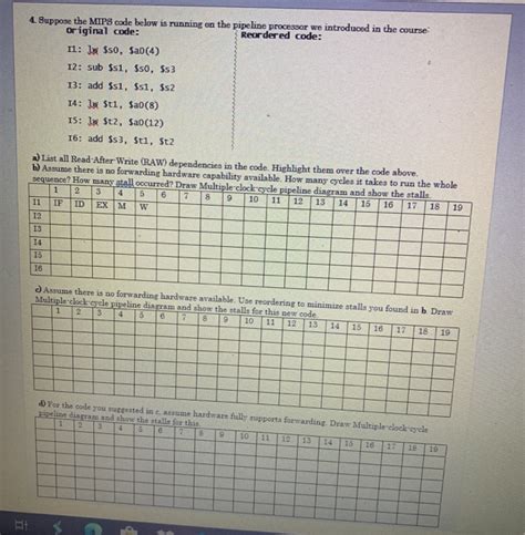 4. Suppose the MIPS code below is running on the pipeline processor we