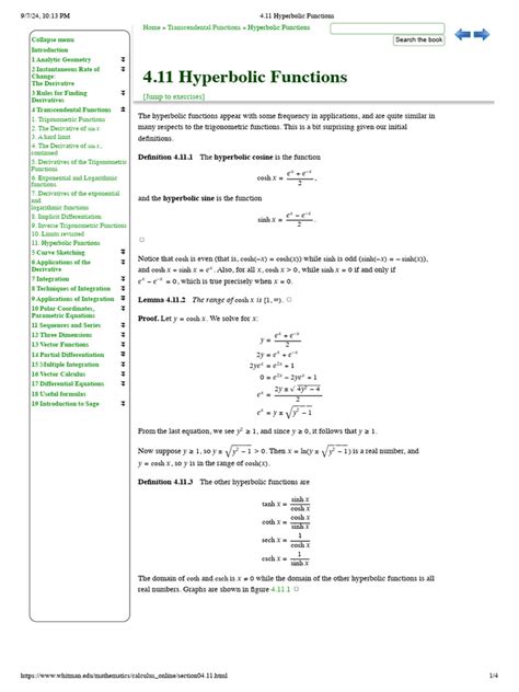 4.11 Hyperbolic Functions - Whitman College - wintechmobiles.com
