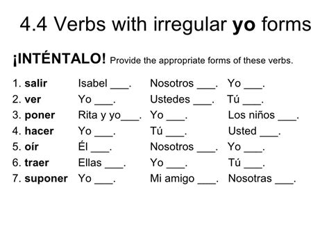 4.4 Verbs with irregular yo forms