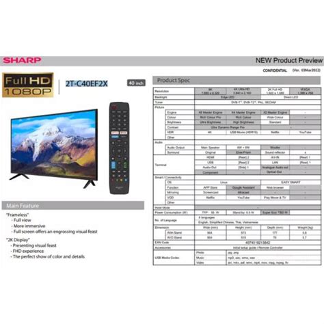 40" Full HD TV 2T-C40EF2X Sharp