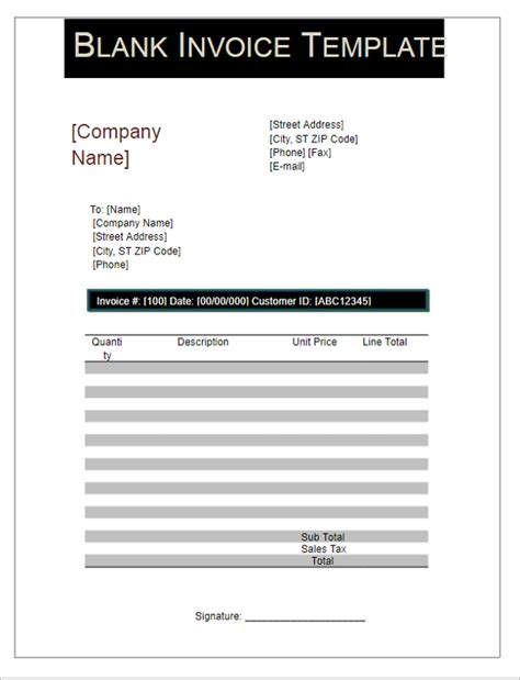 40+ Blank Invoice Templates Free Word, Excel, PSD Format