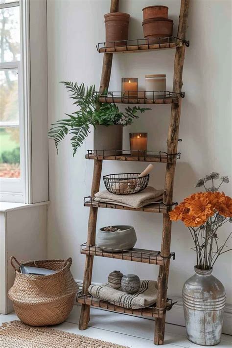 40 Farmhouse Ladder Decor Ideas To Spruce Up Your … - raincitystudios.com