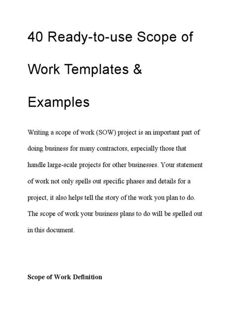40 Ready To Use Scope Of Work Templates Examples