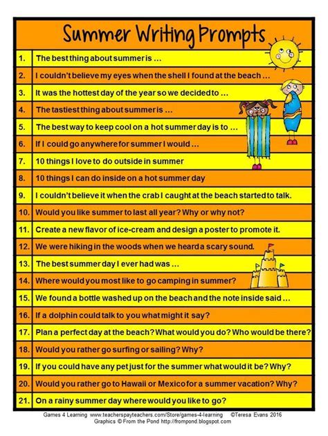 40 Best Summer Writing Prompts For Everyone Summer Writing Prompt - Summer Writing Prompt