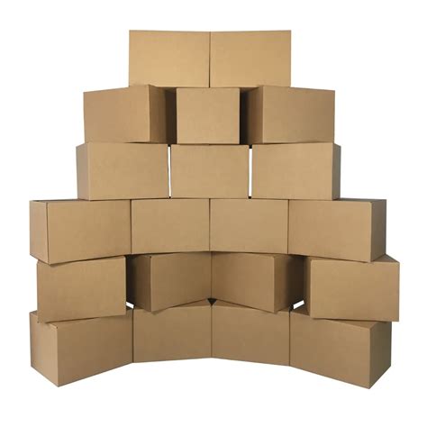 40 boxes. Lowe's. 24-in W x 18-in H x 18-in D Large Heavy Duty Moving Box with Handles (40-Pack) BANKERS BOX. 18.13-in W x 16.63-in H x 18.75-in D SmoothMove Prime 8-Pack Medium Cardboard Moving Box with Handle Holes. Duck. 8-in W x 4.75-in H x 11.75-in D Small Recycled Cardboard Moving Box. BANKERS BOX. 
