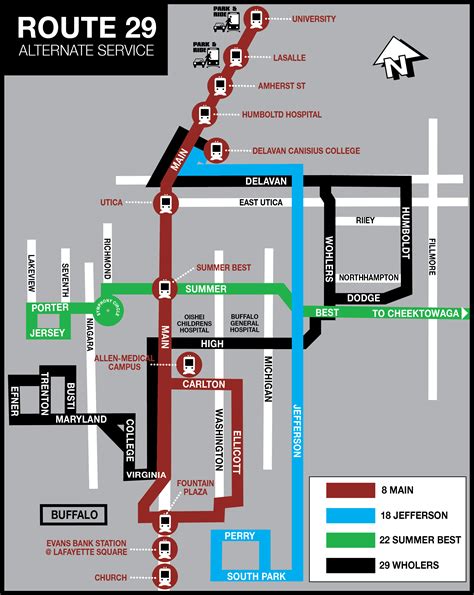 The NFTA 40 - Buffalo bus route map is shown above. The route map shows you an overview of all the stops served by the NFTA 40 bus to help you plan your trip on NFTA. Opening the app will allow you to see more detailed information about the route on a map including stop specific alerts, such as stops that have been closed or moved. . 
