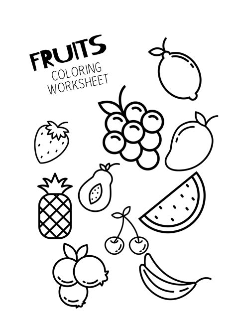 40 Fruit Coloring Pages 2024 Free Printable Sheets Fruits Coloring Worksheet For Kindergarten - Fruits Coloring Worksheet For Kindergarten