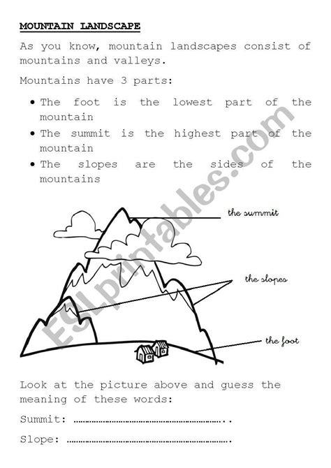 40 Mountains English Esl Worksheets Pdf Amp Doc Mountain Language Worksheet - Mountain Language Worksheet