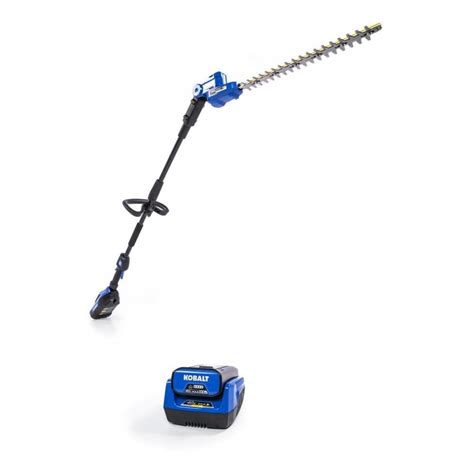 Kobalt Gen4 40-volt 24-in Battery Hedge Trimmer 2 Ah (Battery and Charger Included) The Kobalt 40-Volt Max Brushless motor hedge trimmer makes the chore of hedge trimming faster and easier. With a 1-inch cutting capacity and a 24-in dual-action blade it provides faster and more aggressive cuts, to tackle the thicker and stronger limbs. .
