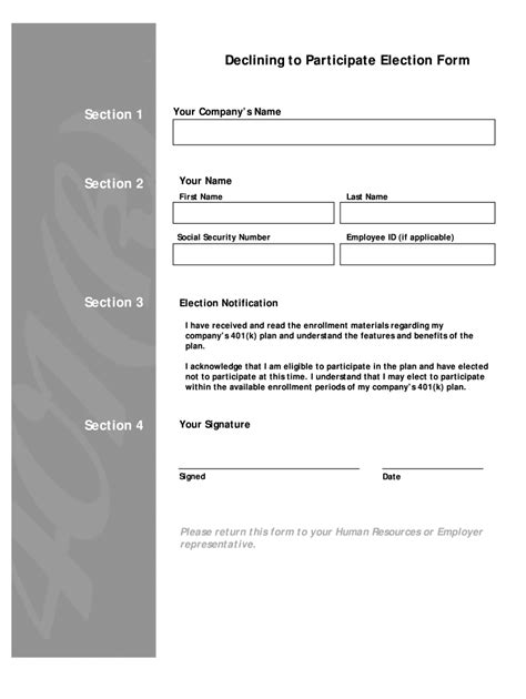 401k Opt Out Form - Fill Out and Sign Printable PDF Template