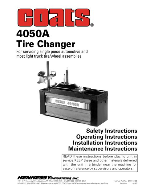 Download 4050 Tire Changer Coats Troebleshooting Guide Repair 