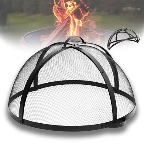 40In Round Fire Pit Spark Screen Cover, Outdoor Patio Easy-Opening Fire ...