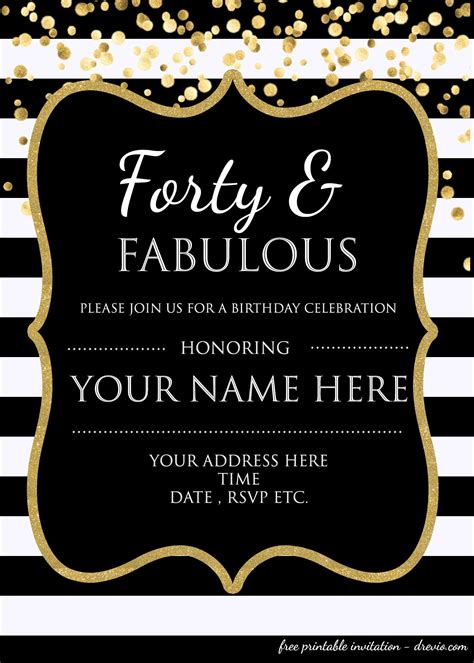 40th Birthday Ideas Birthday Invitations Templates To Print