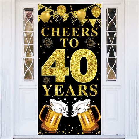 40th Birthday Party Door Curtains Banners Hanging Door Golden …