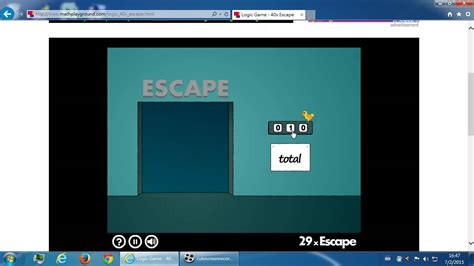 Common Core Connection. MP1 - Make sense of problems and persevere in solving them. MP7 - Look for and make use of structure. Play 40x Escape at Math Playground! You've found yourself in a mysterious room. Can you escape?. 