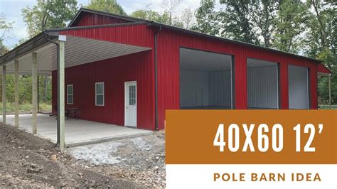 40x60 barn. A standard 40 x 60 pole building shell can cost anywhere from $35 to $50 per square foot (for the building shell only). Now, you’re probably asking yourself, “Why is there a big difference in price per square foot?”. Keep reading to learn about the additional pole barn costs you could expect. 