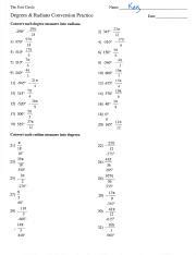 41 Degrees And Radians Conversion Practice Worksheet Answers