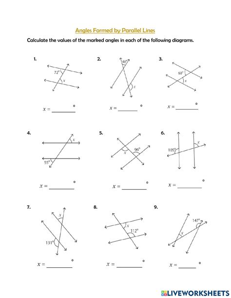 41 angles formed by parallel lines worksheet answers Worksheet Works