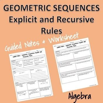 41 geometric recursive and explicit worksheet Worksheet Master