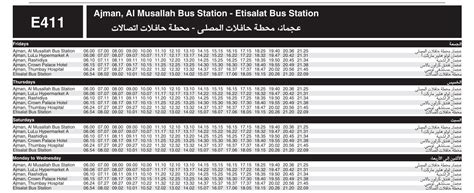 411 Bus Timetable