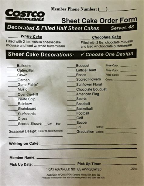 42+ Costco Sheet Cake Order Form