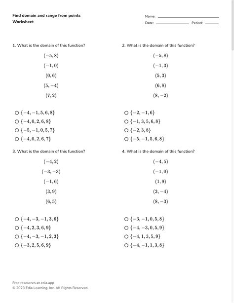 42 domain and range of graphs worksheet Worksheet Master