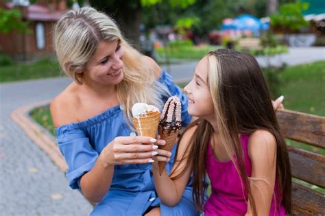 420 Mom And Daughter Eating Ice Cream Premium High …