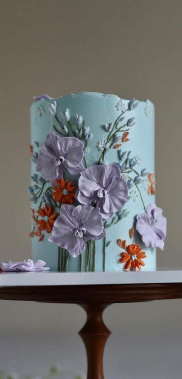 43 Cute Buttercream Flower Cake Ideas : Burnt Orange & Lavender …