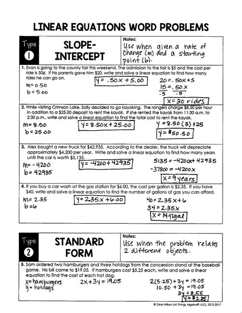 43 linear word problems worksheet Worksheet Database