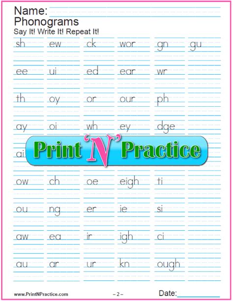 44+ Phonics Worksheets Practice Phonograms Copywork