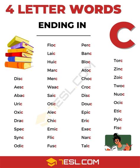 44 Common 4 Letter Words Ending In C 4 Letter Words Ending With C - 4 Letter Words Ending With C