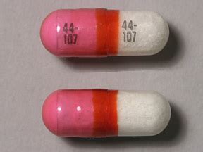 44-107 pill. side effects. Nausea, vomiting, or diarrhea may occur. If any of these effects last or get worse, tell your doctor or pharmacist promptly.Remember that this medication has been prescribed because your doctor has judged that the benefit to you is greater than the risk of side effects. 