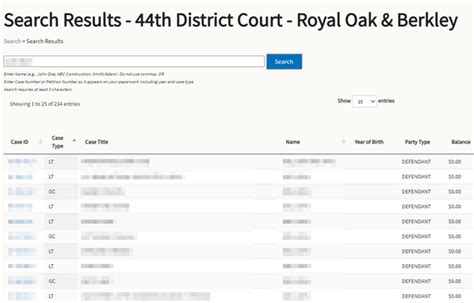 The Case Search feature allows for broad public access to electronic 44th District Court records. Click here to get started with your Case Search. The Case Search application will not display whether or not a case is in warrant status, i.e. an arrest warrant has been issued.. 