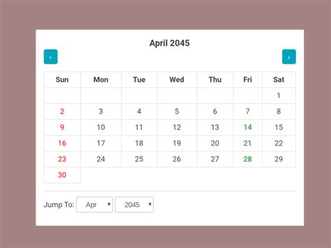 45+ Dynamic Calendar in JavaScript Code with Example — CodeHim