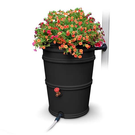 45 Gallons Gal. Plastic Drainable Planter Rain Barrel and Hose