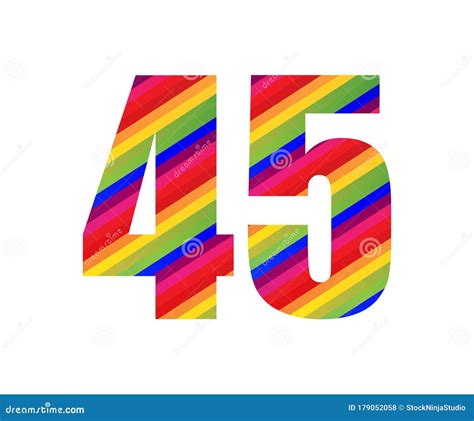 45 Number Rainbow Style Numeral Digit. Colorful Number Vector
