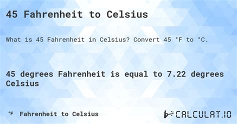 45 Degrees F To Celsius