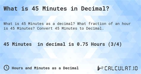 45 Mins in Decimal xou