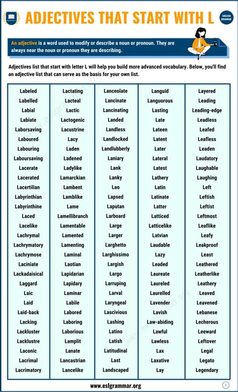 450+ Adjectives that Start with L with Useful Examples ESL Grammar