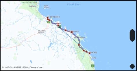 466 Km - Distance from Mackay to Alpha