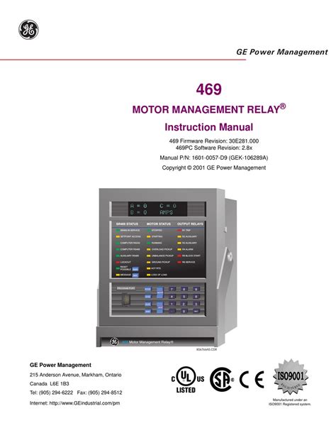 469 motor management relay instruction manual. - Pour relire le dernier des justes.