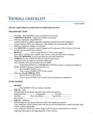 47+ SAMPLE Payroll Checklists in PDF MS Word Excel