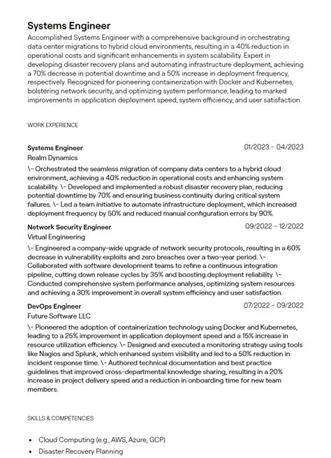 47+ Systems Engineer Resume Example Background EX Resume