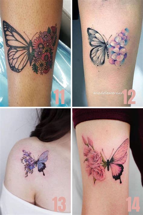 47 Best Butterfly with flowers tattoo ideas - Pinterest