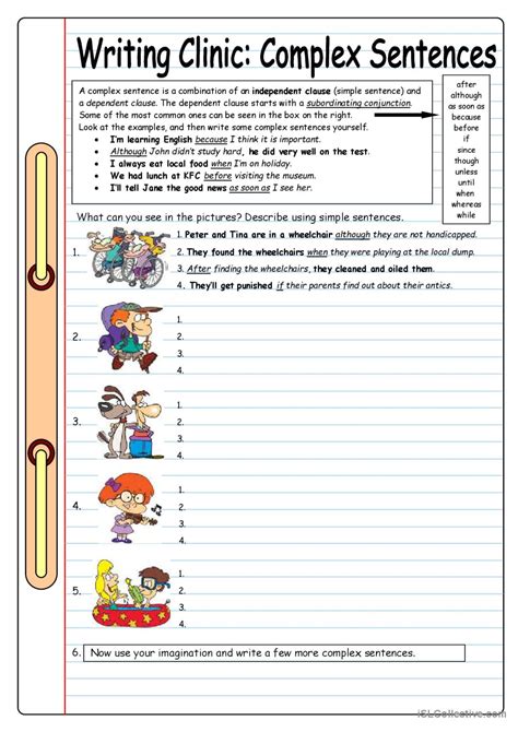 47 Complex Sentence English Esl Worksheets Pdf Amp Writing Complex Sentences Worksheet - Writing Complex Sentences Worksheet